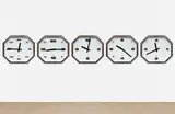 A-Z Time Trials by Andrea Zittel, 1999, clocks, electronic controls and metal frames, in 5 parts, offered Apr 2026