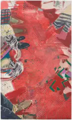 Nick Goss, Commute, 2018, pigment, oil and screenprint on linen