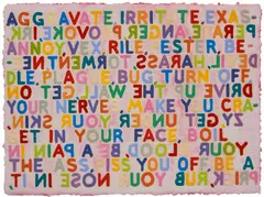 Mel Bochner, Aggravate, 2003, monoprint with engraving and embossment on paper