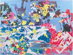 Petra Cortright, and "Basic", 2014, digital painting on aluminium