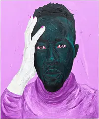Annan Affotey, Deep Thought (self-portrait), 2021, acrylic and charcoal on canvas