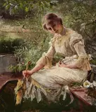 Bertha Wegmann, A Young Woman, Marie Triepcke, Sitting in a Boat (En ung pige, Marie Triepcke, siddende i en båd), 1884, oil on canvas