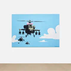 Banksy, Happy Choppers, 2006, spray paint and emulsion on canvas