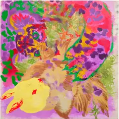 Rita Ackermann, Purple Freckles on a Red Tiger, 1998, acrylic and oil on canvas