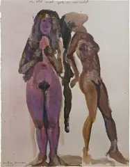 Marlene Dumas, The Old Model Meets the New Model, 1995, wax, crayon, acrylic and glitter on paper