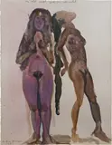 Marlene Dumas, The Old Model Meets the New Model, 1995, wax, crayon, acrylic and glitter on paper