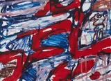 Jean Dubuffet, Site avec un personnage, acrylic on paper laid on canvas