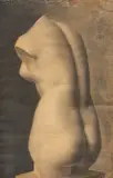 Vilhelm Hammershøi, Study drawing after plaster cast of ancient Greek Aphrodite, torso from c. 500 B.C. (Studietegning efter gipsafstøbning efter antik græsk Afrodite, torso fra ca. 500 F.Kr.), 1880, charcoal on paper