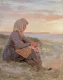 Peder Severin Krøyer, Seated Fisherman's Daughter, Hornbæk (Siddende fiskerpige, Hornbæk), 1874, oil on canvas