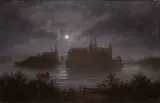 Ferdinand Richardt, Frederiksborg Castle by Moonlight (Frederiksborg Slot i måneskin), 1861, oil on canvas
