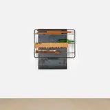 Yannis Kounellis, Senza Titolo, 1984, steel, mesh, wax, newspaper, glass and wood