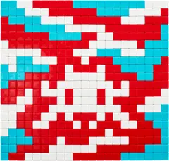 Invader, CAMO W-2C-M4, 2023, ceramic tile on panel