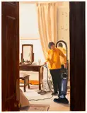 Caroline Walker, Study for Hoovering, Morning, December, 2020, oil on paper