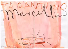 Rose Wylie, Marcellus, Back of Head with Plaster, 2009, watercolour on paper, in 2 parts