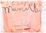 Rose Wylie, Marcellus, Back of Head with Plaster, 2009, watercolour on paper, in 2 parts