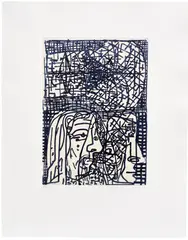 Nicole Eisenman, Three Heads, 2023, intaglio etching with Chine Collé ​