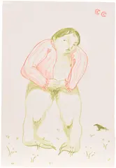 Georg Wilson, The Button Thief, 2022, coloured pencil on paper