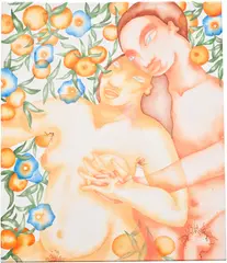 Elsa Rouy, Sit Upon These Fruit Trees with Me, 2019, acrylic on canvas