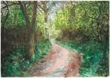 George Shaw, Preparatory sketch for 'Scenes From The Passion: The Path In', 1998, watercolour on paper
