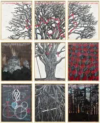 Keith Tyson, 25th September 2002: A Moving Speech Delivered From the Branches of the Hawthorne Carousel, 2002, watercolour, ink and acrylic on paper, in artist's frame, in 9 parts