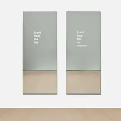 Ken Lum, Mirror-Diptychon, 2004, vinyl on mirror mounted to acrylic on aluminium, in 2 parts