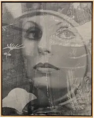 David Noonan, Untitled, 2012, silkscreen on linen collage laid down on board, in artist's frame