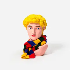 Hans-Peter Feldmann, David Head With Scarf, 2009, painted plaster and woollen scarf, in 2 parts