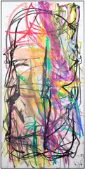 Aaron Garber-Maikovska, Untitled, 2017, ink and chalk pastel on archival gator board, in artist's frame