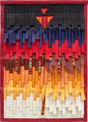 Abdoulaye Konaté, Ocre et bleu au Kente (2 triangles), 2020, textile