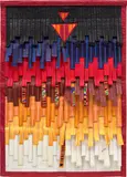 Abdoulaye Konaté, Ocre et bleu au Kente (2 triangles), 2020, textile