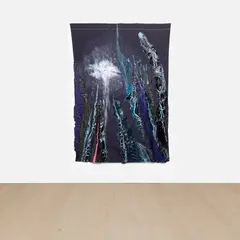 Rodney McMillian, Beyond the Maggots (With Thanks to George C.), 2016, latex and ink on bedsheet