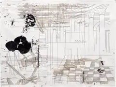 Monica Bonvicini, No Angels, 2011, paper collage, tempera, ash and coffee on paper