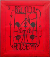 Matt Mullican, Untitled (Learning from the person's work: House, red), 2009, oil on canvas
