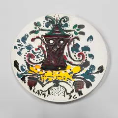 Wifredo Lam, Masque, 1976, enamel on terracotta