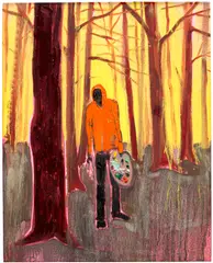 Kim Dorland, Zombie Painter, 2018, oil on canvas laid down on panel