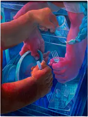 Fork Up by Erin Milez, 2022, oil and acrylic on canvas, sold Mar 2026