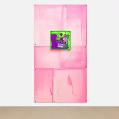 Aaron Curry, Two Works: (i) USSEL ABR@; (ii) Wallpaper, 2012, (i) gouache and digital print collage on board, in artist's frame (ii) silkscreen on board