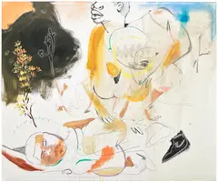 Jonathan Lyndon Chase, Pink Lips and Halo, 2016, acrylic, oilstick and spray paint on canvas