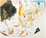 Jonathan Lyndon Chase, Pink Lips and Halo, 2016, acrylic, oilstick and spray paint on canvas