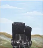Victor Ubah, Seeking in a Beautiful Land, 2021, acrylic and oil pastel on canvas