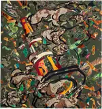 Borna Sammak, Defense, 2020, army jackets, beach towels, fabric and embroidery on canvas