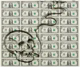 Scott Campbell, Daddy was a Charmer, 2011, cut and uncut US currency on board