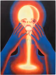 Anja Salonen, Sun Eater, 2022, fabric dye, acrylic and oil on canvas