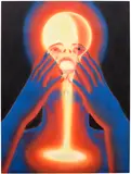 Anja Salonen, Sun Eater, 2022, fabric dye, acrylic and oil on canvas