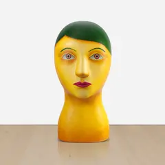 Nicolas Party, Head with a Frog, 2021, oil and acrylic on fiberglass shell and polyurethane foam​