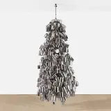 Subodh Gupta, OK Mili, 2005, stainless steel tiffin boxes with labels and armature