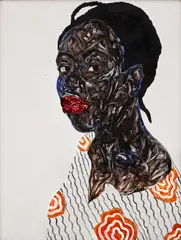 Amoako Boafo, Akweley, 2020, oil on paper