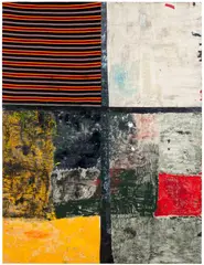 Sterling Ruby, WIDW. LAUNDER., 2017, acrylic, oil, elastic and cardboard on canvas
