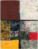 Sterling Ruby, WIDW. LAUNDER., 2017, acrylic, oil, elastic and cardboard on canvas