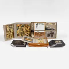Marcel Duchamp, De ou par Marcel Duchamp ou Rrose Sélavy (Boîte-en-valise) [Series B], 1935–1941, leather case, 68 miniature replicas, photographs and colour reproductions of works by the artist